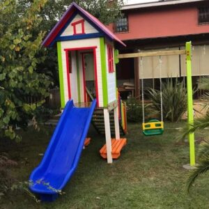 ahşap oyun parkı tek kule renkli