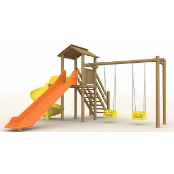 Ahşap 2 kaydıraklı park