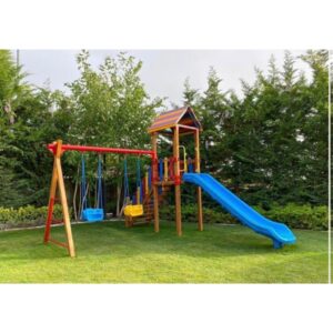 Ahşap Oyun Parkı Tek Kaydıraklı